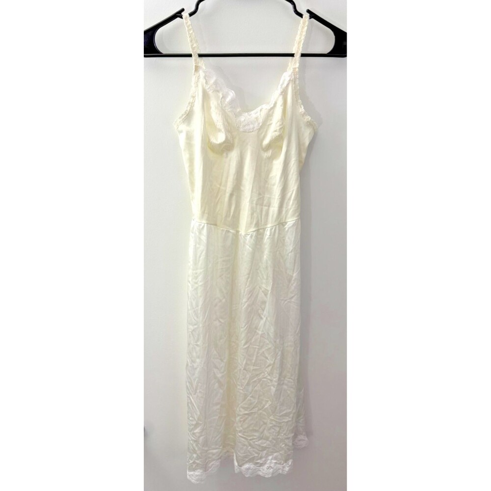 Vintage Deamy White Lace Slip Full Dress Women's 34 Medium JcPenney Angel Fairy